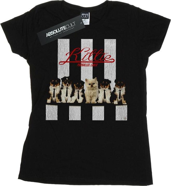 Actual product image Blondie Womens/Ladies Kitty Purrallel Lines Cotton T-Shirt (L)