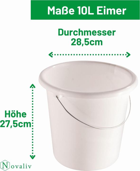 Immagine prodotto Novaliv 2 Stück Eimer 10L Weiss mit Masseinteilung - Putzeimer 10 Liter? 28,5 cm Praktischer Allround (2 pz.)