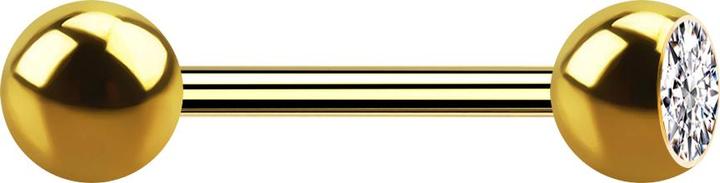 Produktbild Star Piercing Barbell vergoldet mit Kugel und Kugel Kristall silber (ohne Messing, Chirurgenstahl 316L)