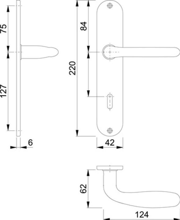 Actual product image Hoppe Long escutcheon fitting Cardiff E1850Z/302 Stainless steel F69 OB 72 mm DIN left / right (Door set)