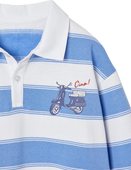 Produktbild Vertbaudet Gestreiftes Jungen Sweatshirt mit Polokragen und Recycling-Polyester (152)