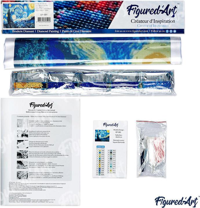 Produktbild Figured'Art Diamond Painting Gesicht und Blumen ohne Keilrahmen