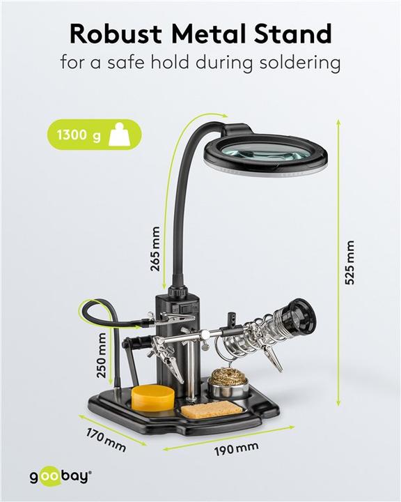 Produktbild Goobay Löthilfe mit LED-Leuchte (Stütze/Hand)