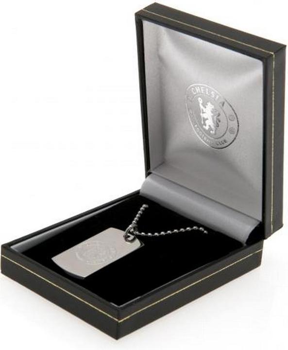 Immagine prodotto Chelsea FC Targhetta per cani incisa e catena in argento sterling (100% argento sterling)