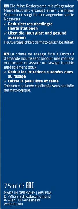 Valori nutrizionali e ingredienti Weleda Rasiercreme (75 ml, Schiuma da barba, Gel da barba)