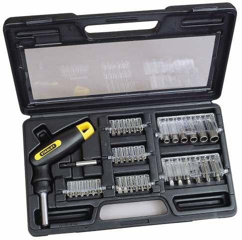 Stanley Pistol ratchet screwdriver set (25-piece ratchet box, swivelling joint handle (Pin-torx, Sorceress, Pozidriv cross recess (PZ))