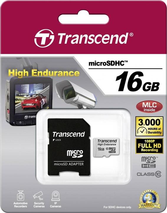 Actual product image Transcend high-endurance (16 GB, microSDHC, U1, UHS-I)