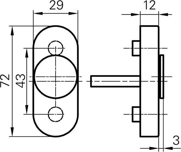 Produktbild Glutz Dornschlüssel-Rosette 5616 72x29x12mm 7x38mm