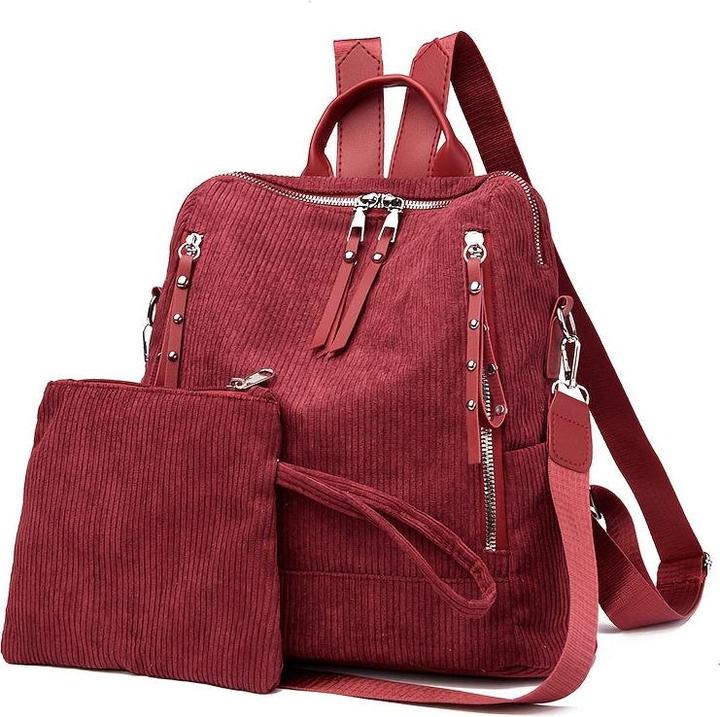 Only-Bags.Store Schicker Cord-Rucksack - geräumig & vielseitig mit verstellbaren Riemen, Reissverschluss für den
