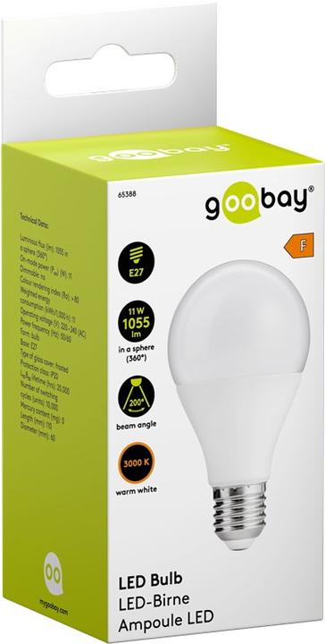 Actual product image Goobay LED bulb, 11 W (E27, 11 W, 1055 lm, 1 x, F)