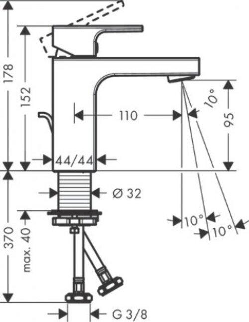 Image du produit hansgrohe HG EH-WT-MI VERNIS Shape 100 CoolStart avec fil d'écoulement à tirette. 1 1/4pouce