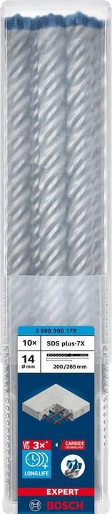 Produktbild Bosch Professional Zubehör EXPERT SDS plus-7X Hammerbohrer, 14 x 200 x 265 mm, 10-tlg. (14 Millimeter)