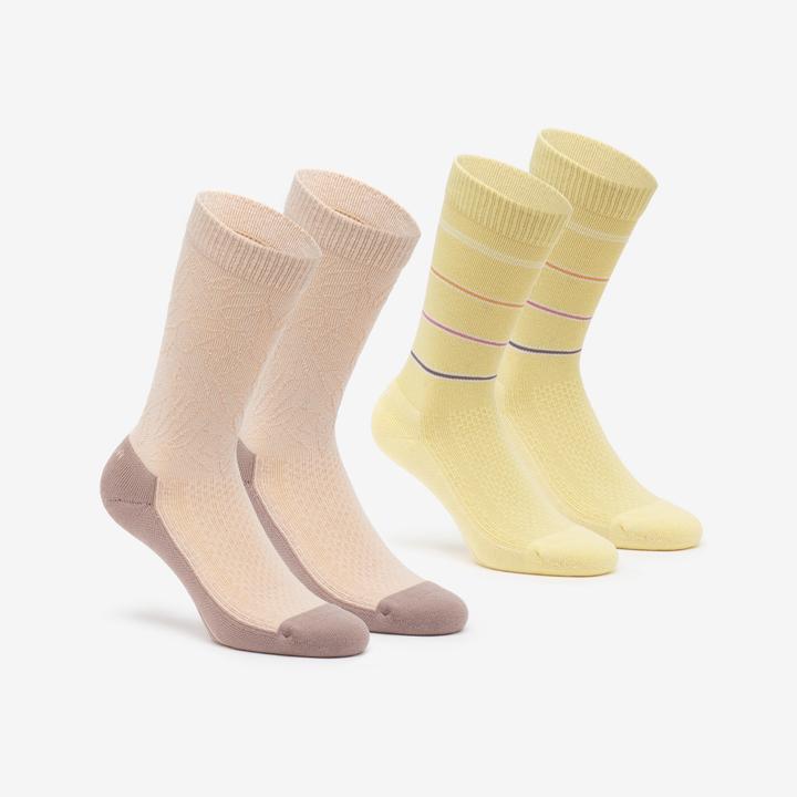 Produktbild Quechua Wandersocken hoch Lyocell & Leinen 2 Paar Hike 100 Lime & Flore (39, 42)