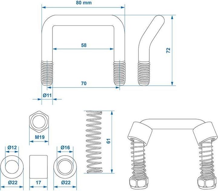 Actual product image ProPlus Lashing bracket with spring in blister