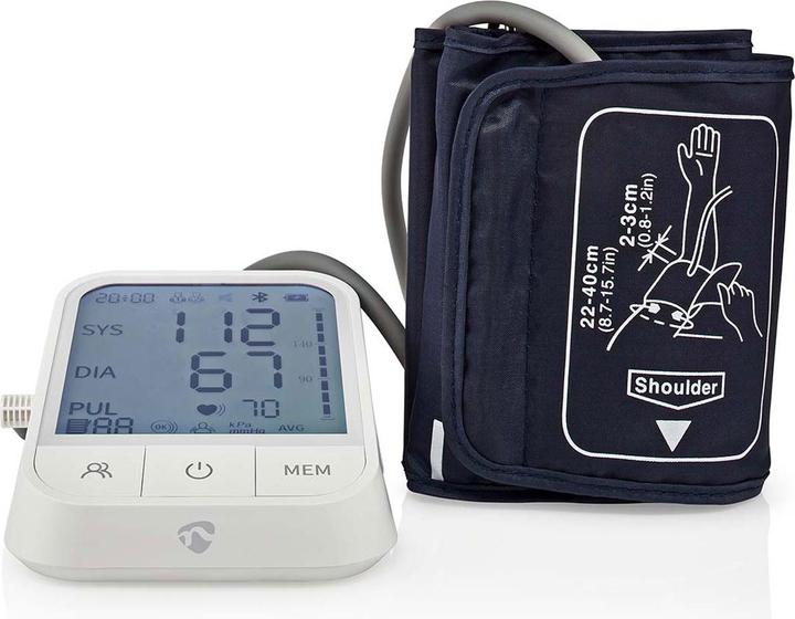 Nedis SmartLife Blutdruckmessgerät | Arm | Bluetooth | LCD-Anzeige | 22 - 42 cm | Anzeige des Stillh (Blutdruckmessgerät Oberarm)