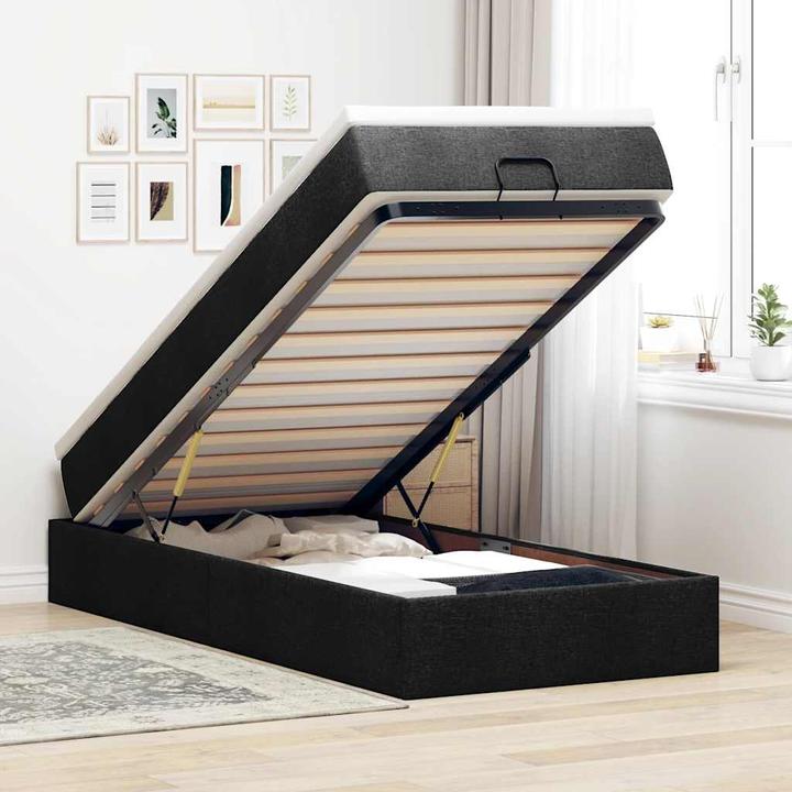 Produktbild VidaXL Ottoman-Bett mit Matratze Schwarz 140x200 cm Stoff (140 x 200 cm)
