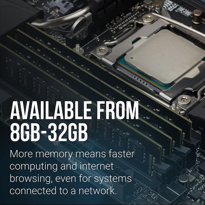 Produktbild PNY MD16GSD43200-TB, 16 GB, 1 x 16 GB, DDR4, 3200 MHz, 288-pin DIMM (1 x 16GB, 3200 MHz, DDR4-RAM, DIMM)