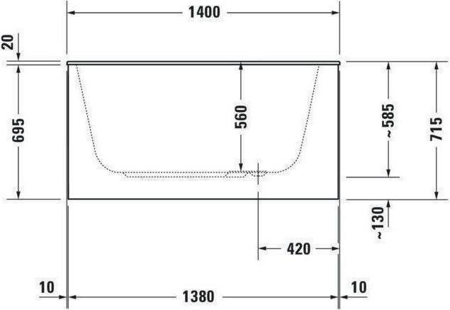 Produktbild Duravit Rechteck-Badewanne DURASTYLE 1400x800mm weiss (140 cm, 80 cm)