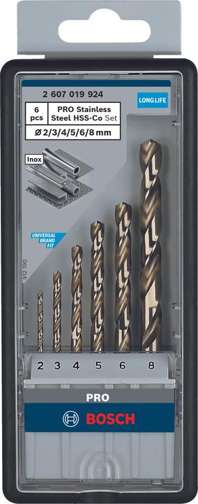 Produktbild Bosch Professional Zubehör PRO Stainless Steel HSS-Co Spiralbohrer-Set, 6-tlg. (Ø2-8mm)