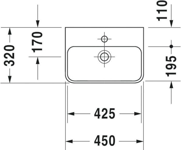 Produktbild Duravit Handwaschbecken ME by Starck m ÜL m HLB 450x320mm 1 HL we seidenmatt (320 mm, 450 mm)
