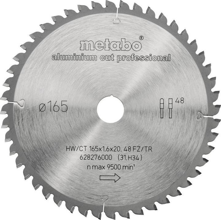Produktbild Metabo Kreissägeblatt AluminiumCutProf 165x20 Z48 FZ/TR -5°