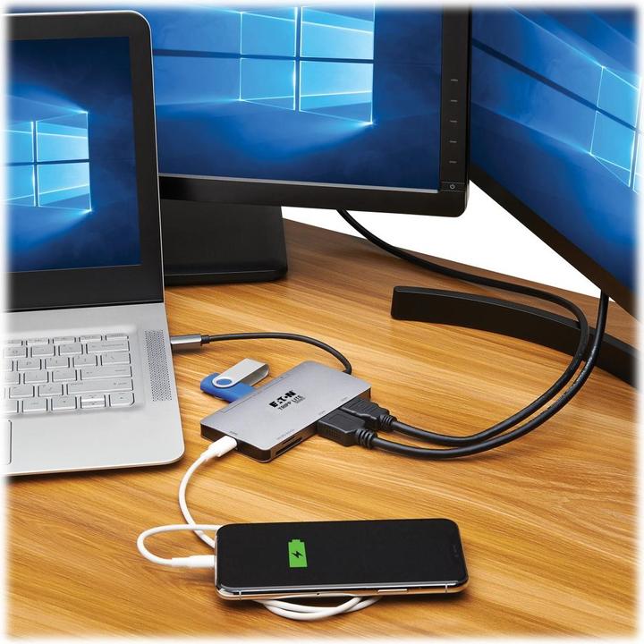 Actual product image Eaton USB-C Dock Dual Display - 4K 60Hz HDMI USB 3.2 Gen 1 USB-A Hub Memory Card 100W PD C (USB-C, 2 Ports)