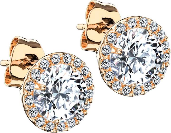 Produktbild Star Piercing Ohrstecker rosegold rund mit Kristall Umrandung und Kristall mittig (ohne Messing, 925 Sterlingsilber)