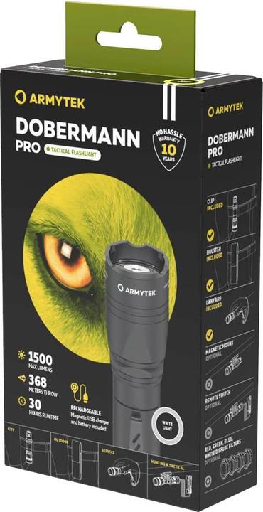 Actual product image ArmyTek Torch Dobermann PRO MAGNET USB Tactical Flashlight (15 cm, 1500 lm)