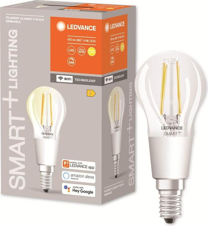 Actual product image Ledvance Smart+ Wifi Filament Mini Bulb (E14, 4 W, 470 lm, 1 x, E)