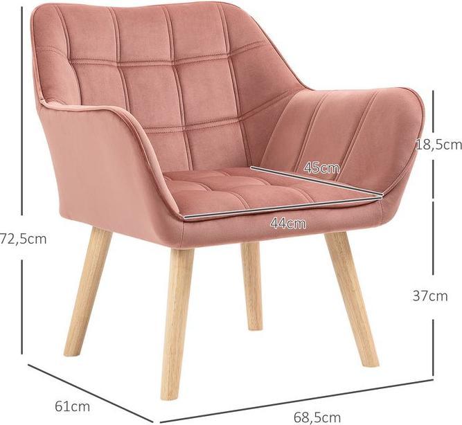 Produktbild Swisshandel24 Einzelsessel Relaxsessel mit Samtoptik, erhöhte Beine skandinavisch Polstersessel, Rosa