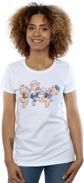 Actual product image Disney Womens/Ladies Three Little Pigs Having Fun Cotton T-Shirt (XL)