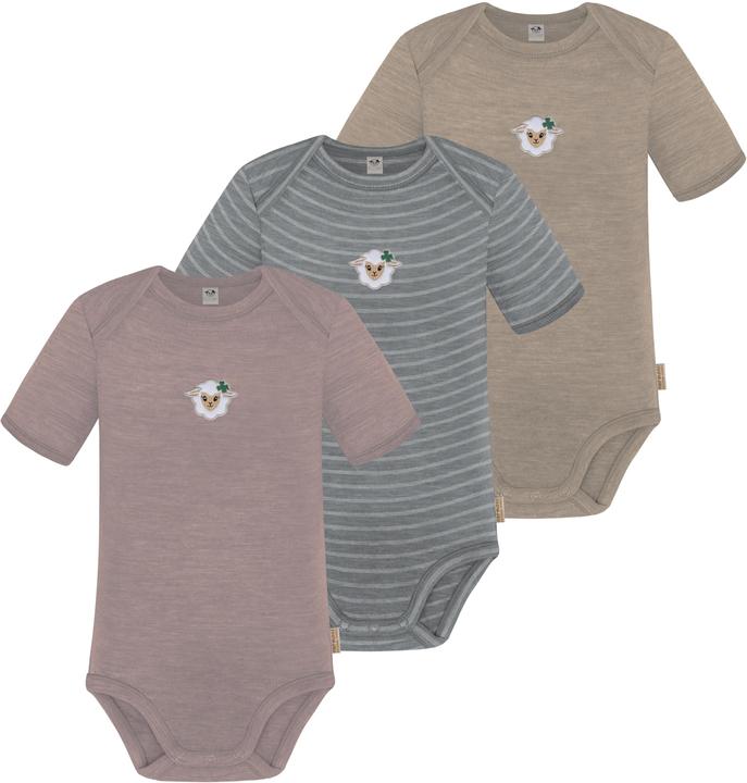 Normani 3er Set Baby Merino Body Kurzarm „Tauranga" - 9295