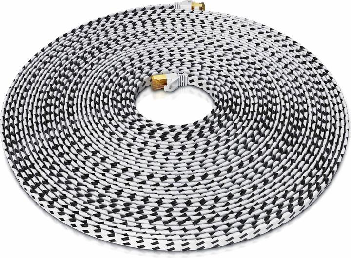 Produktbild Primewire CAT 7 Netzwerkkabel Flach Baumwollmantel - LAN Patchkabel Datenkabel - Flachbandkabel - Verlegekabel (U/FTP, CAT7, 30 m)