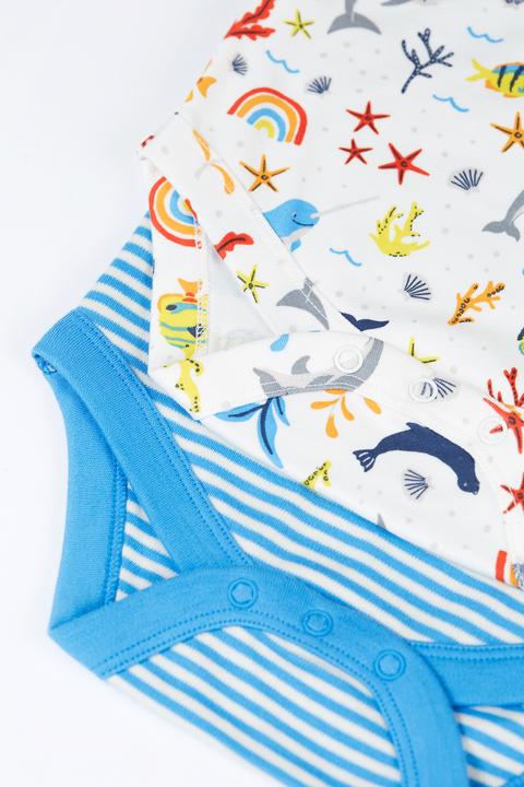 Actual product image Frugi Baby bodysuit 2-pack Rainbow Sea (9, 10, 11, 12)