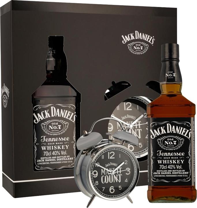 Actual product image Jack Daniel's Tennessee Whiskey 40% Vol. 0,7l in gift box with alarm clock (Tennessee Whisky, 1 x 70 cl)