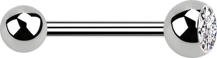 Star Piercing Barbell silber mit Kugel und Kugel Kristall silber (ohne Messing, Titan G23)