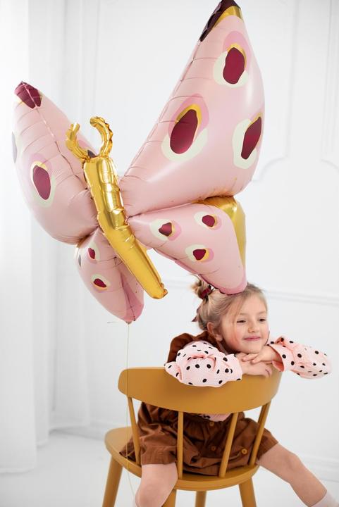 Actual product image Partydeco Foil Balloon Butterfly 120 x 87 cm, Gold/Pink