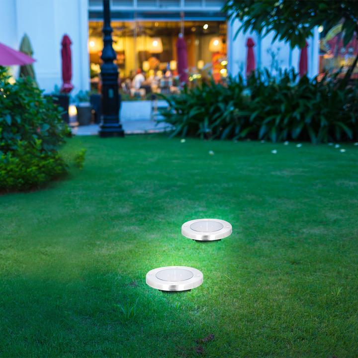 Actual product image Grundig Set of 8 solar floor lights made of stainless steel, with ground spike, Ã˜ 12 x 12 cm
