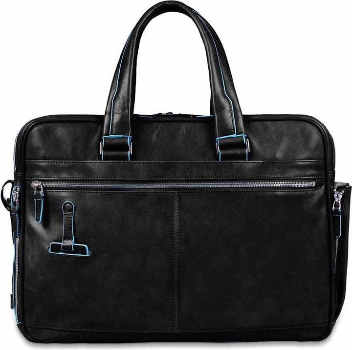 Actual product image Piquadro Blue Square - expandable short handle laptop bag with iPad/iPad®Air compartment