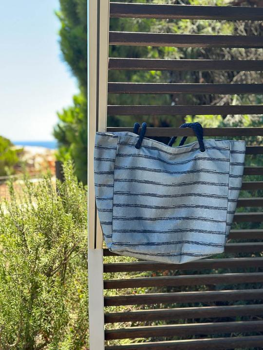 Image du produit Stoffrestposten Toile - Rayures grossières en bleu - Vente minimale : 1 mètre