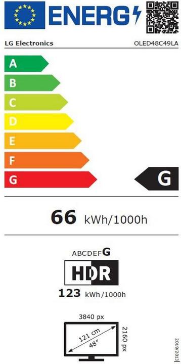 Label énergétique LG OLED48C49LA.AVS (48", C4, OLED, 4K, 2024)