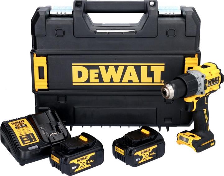 Actual product image DeWalt DCD 805 M2T Battery impact drill 18 V 90 Nm brushless + 2x battery 4.0 Ah + charger + TS (Rechargeable battery operated)