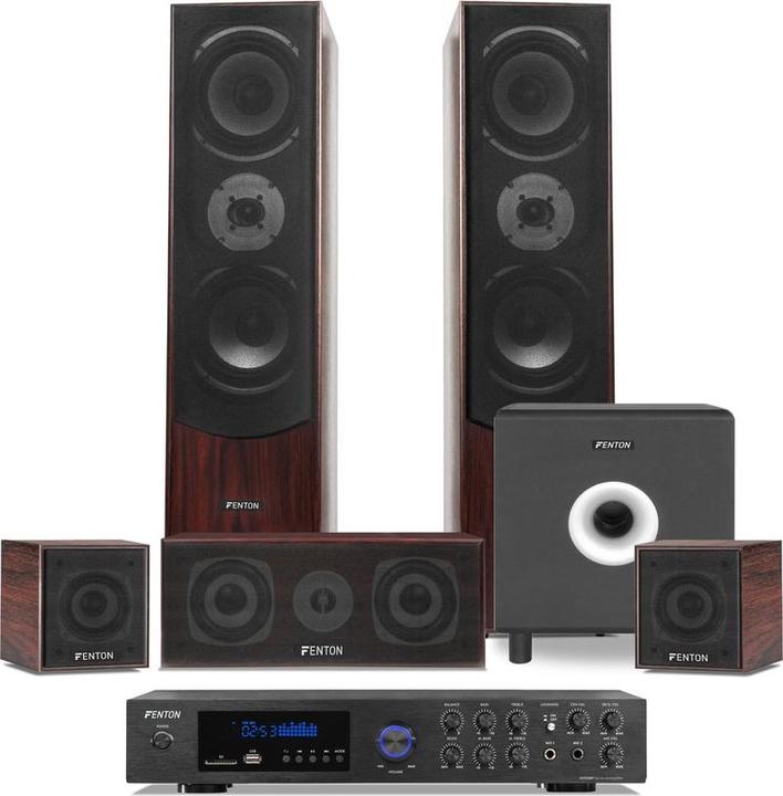 Home cinema set - Fenton - Incl. 5 speakers & actieve subwoofer - Bluetooth en mp3 speler (Set)