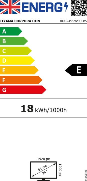 Etichetta energetica iiyama Dis 24 PL XUB2495WSU-B5 IPS (1920 x 1200 pixel, 24")