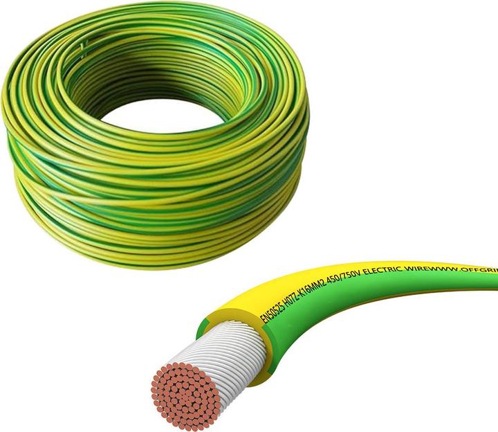 Offgridtec H07V-K Erdungskabel Grün / Gelb 16mm² 450/750V XLPO