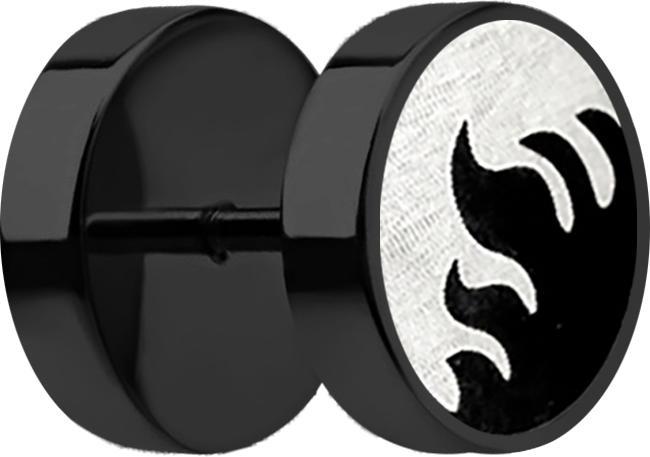 Produktbild Star Piercing Fake Plug schwarz mit Feuer (ohne Messing, Chirurgenstahl 316L)