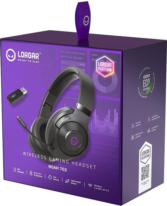 Actual product image Lorgar Headphone with microphone Noah 702, Wireless Gaming Headset, black