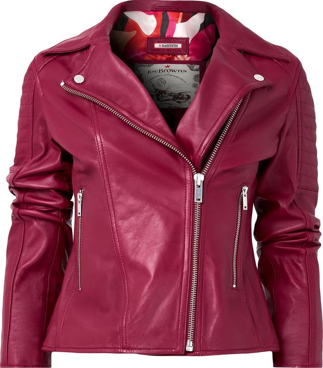 Actual product image Joe Browns Raspberry Leather Biker Jacket (40)
