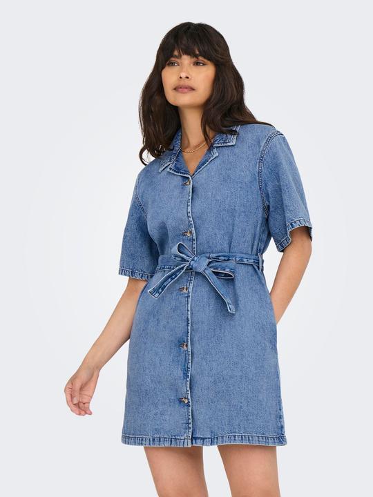 Produktbild Only Normal geschnitten V-Ausschnitt Kastige Ärmel Kurzes Kleid Jeanskleid (L)
