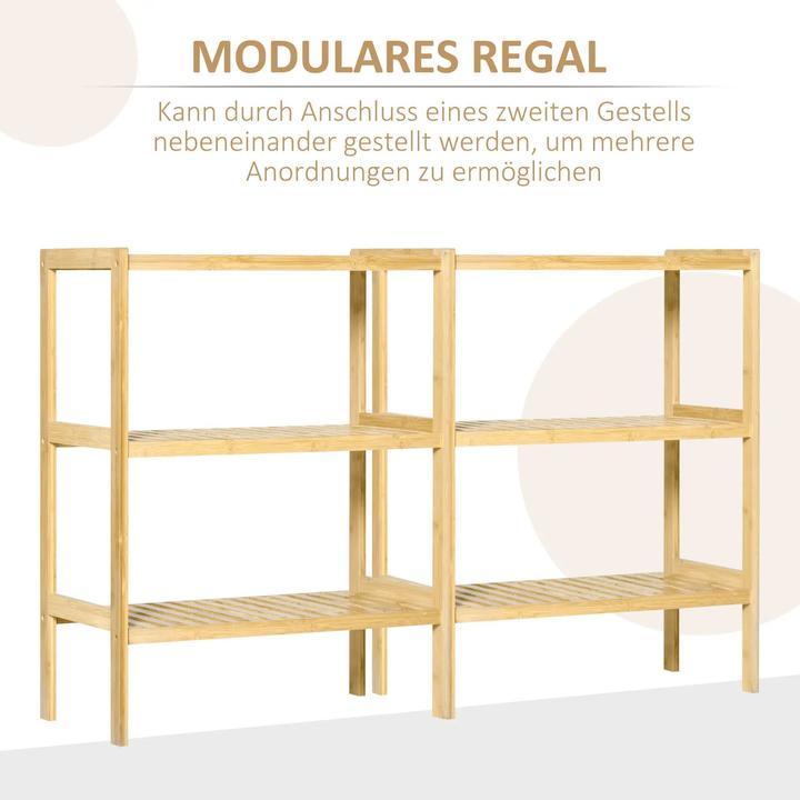 Image du produit Homcom Étagère en bambou 3 étagères, bambou 62x33x80cm, naturel